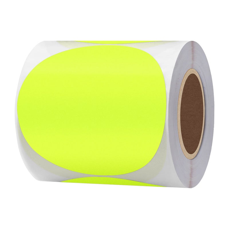 Hybsk Round Color Coding Circle Dots Labels Warehouse Inventory Organizer Stickers (3 inch, Fluorescent Yellow) - Image 1
